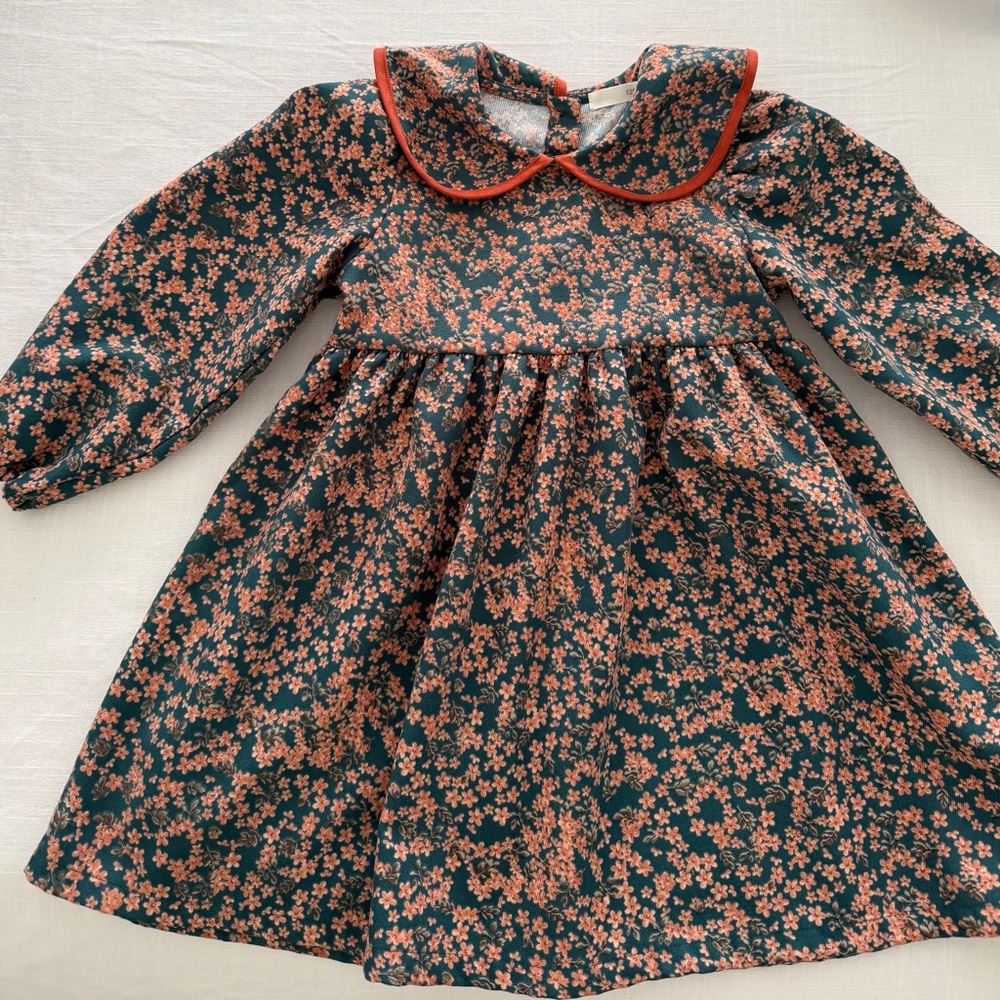 Floral Long Sleeve Dress with Peter Pan Collar